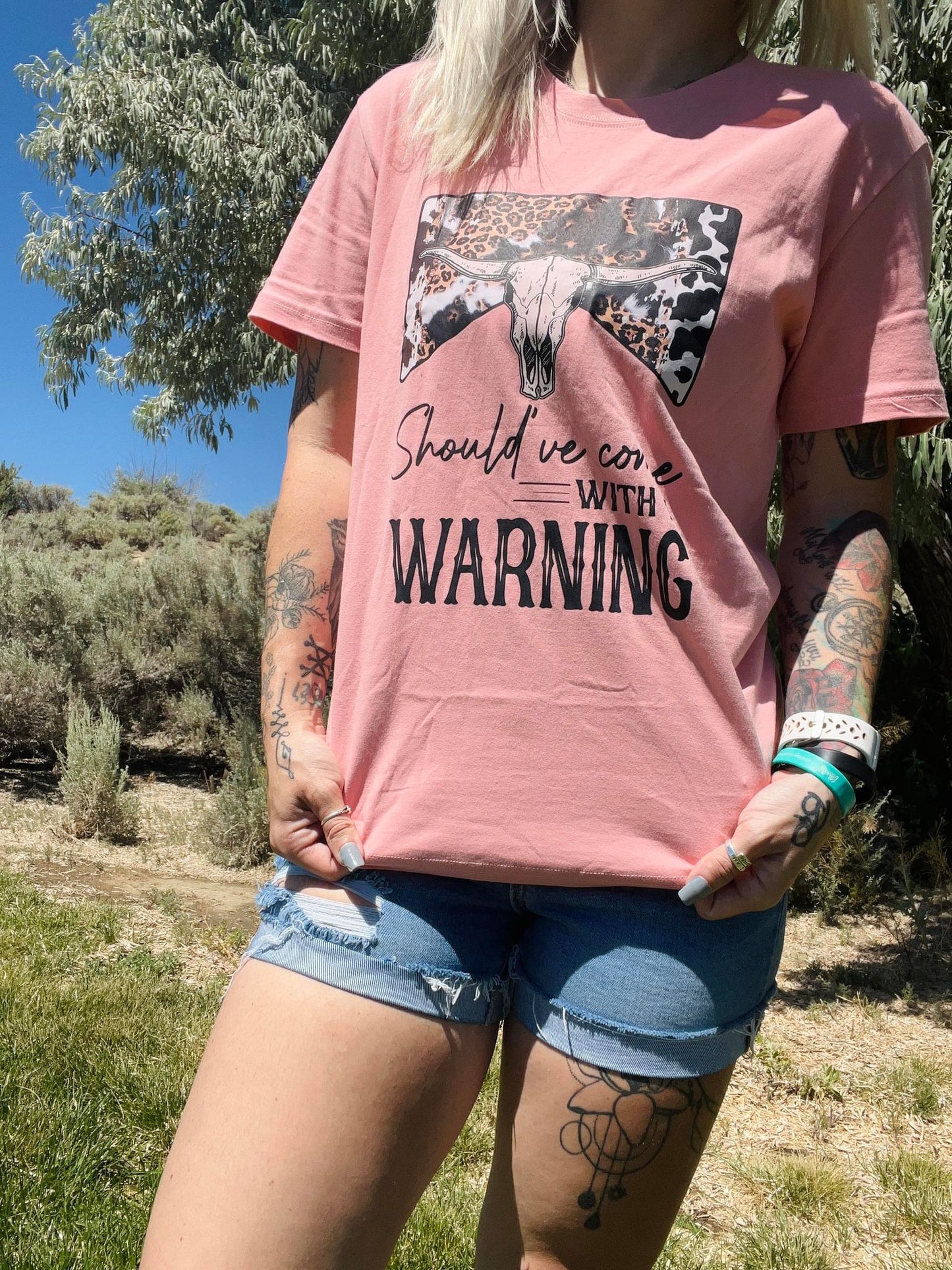 Come With A Warning Ladies Tee | Small